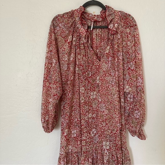 Free People Feeling Groovy Maxi Dress Red Combo Medium - Picture 4 of 11
